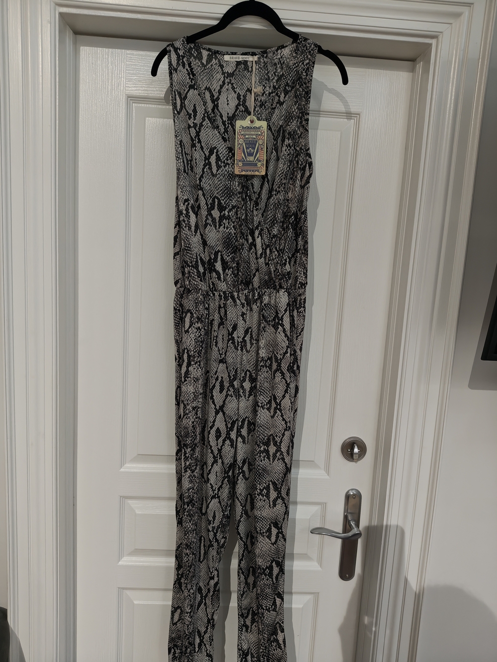 Brave Soul Black & White Snake Print Jumpsuit